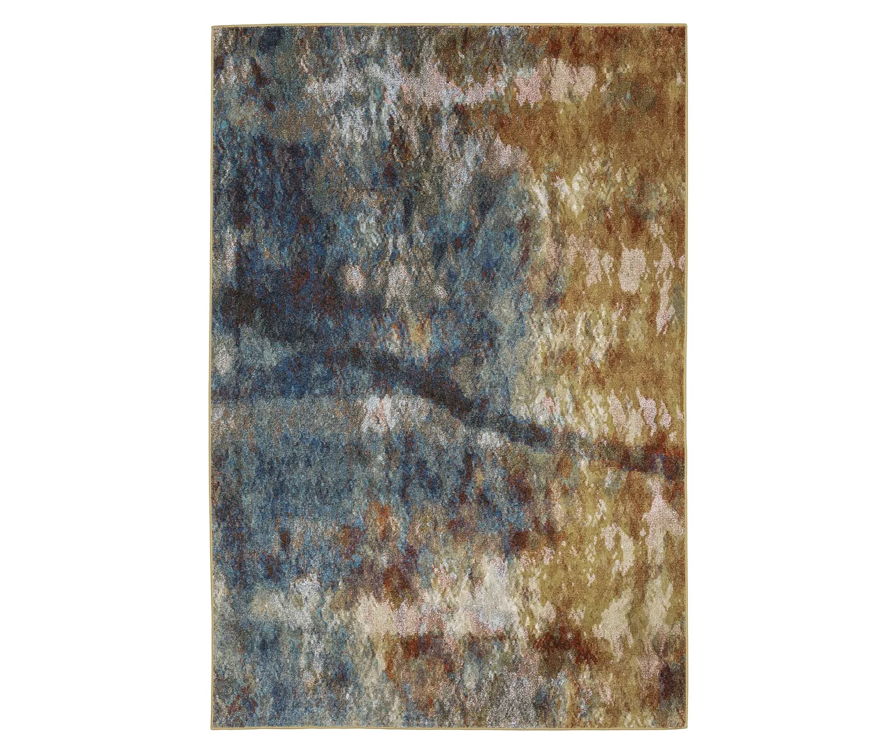 Velimeere Blue & Gold Abstract Area Rug 3 Velimeere Blue & Gold Abstract Area Rug - Image 3