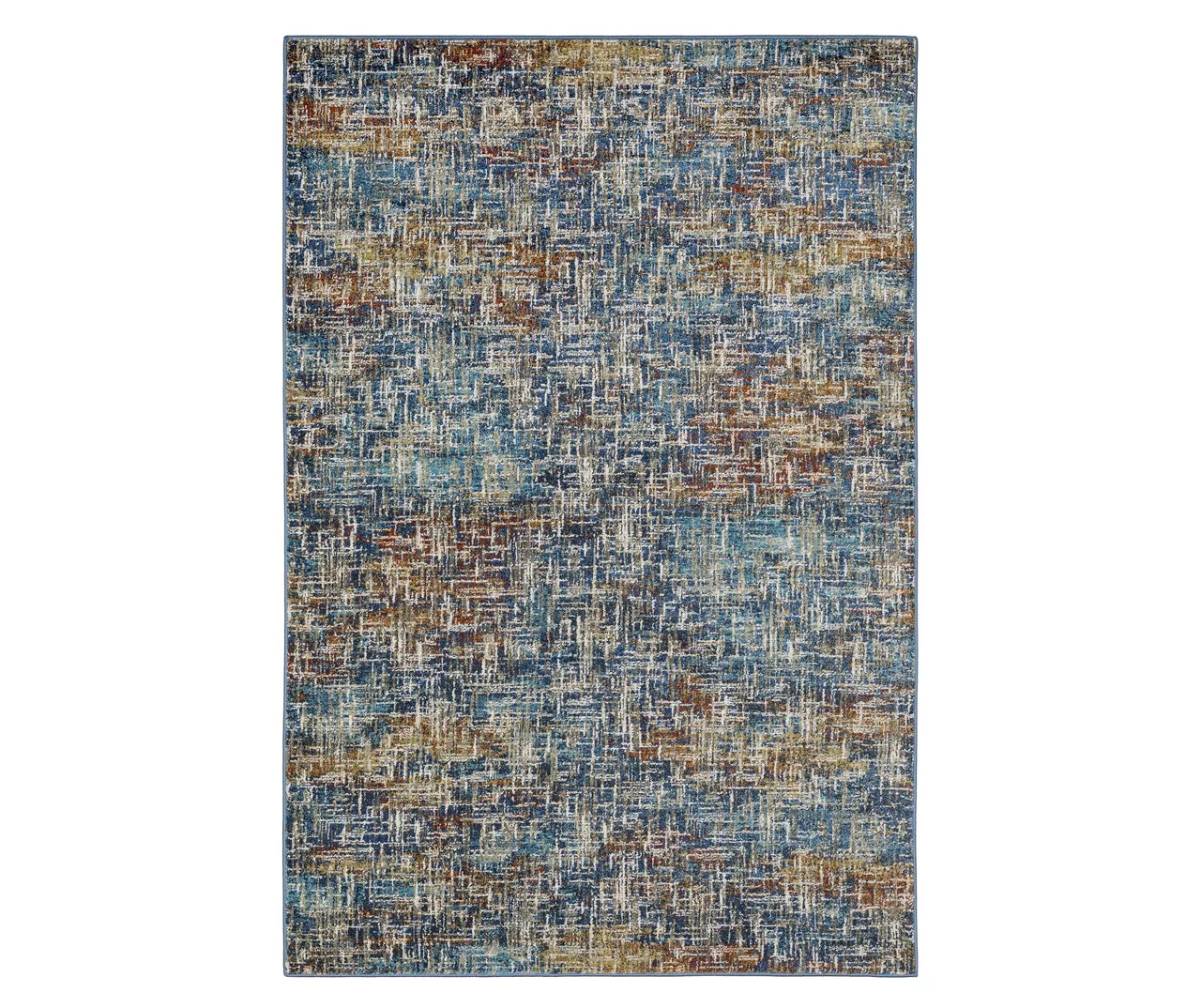 Velin Blue & Brown Abstract Crosshatch Area Rug 6 Velin Blue & Brown Abstract Crosshatch Area Rug - Image 6