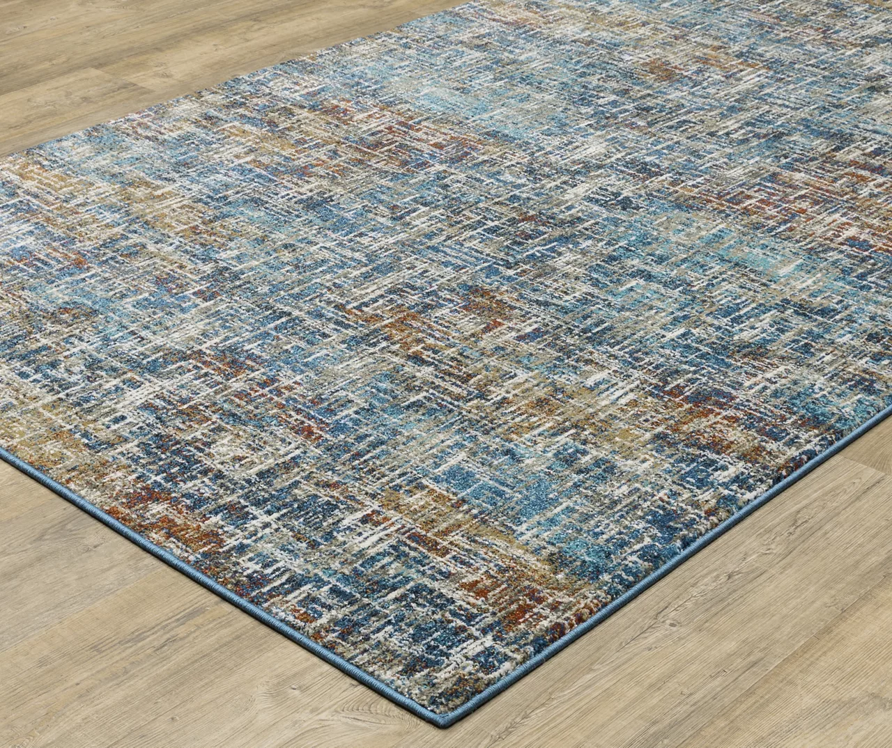 Velin Blue & Brown Abstract Crosshatch Area Rug, (7.1' X 10') 2 Velin Blue & Brown Abstract Crosshatch Area Rug, (7.1' X 10') - Image 2