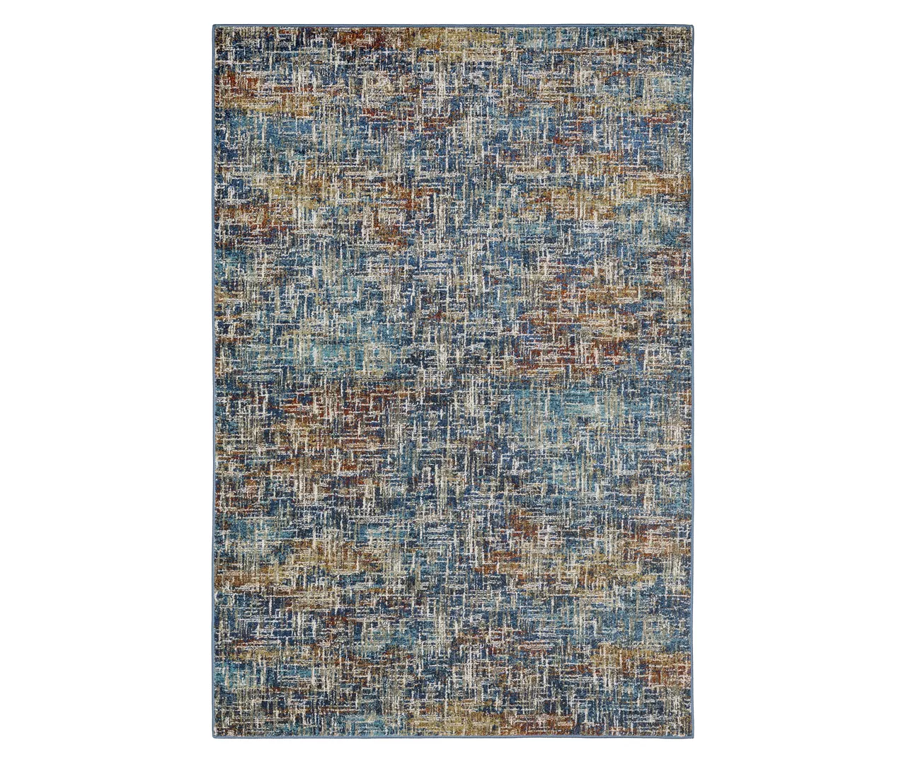 Velin Blue & Brown Abstract Crosshatch Area Rug, (7.1' X 10') 1 Velin Blue & Brown Abstract Crosshatch Area Rug, (7.1' X 10')