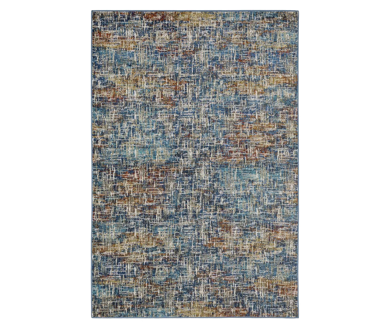 Velin Blue & Brown Abstract Crosshatch Area Rug 4 Velin Blue & Brown Abstract Crosshatch Area Rug - Image 4