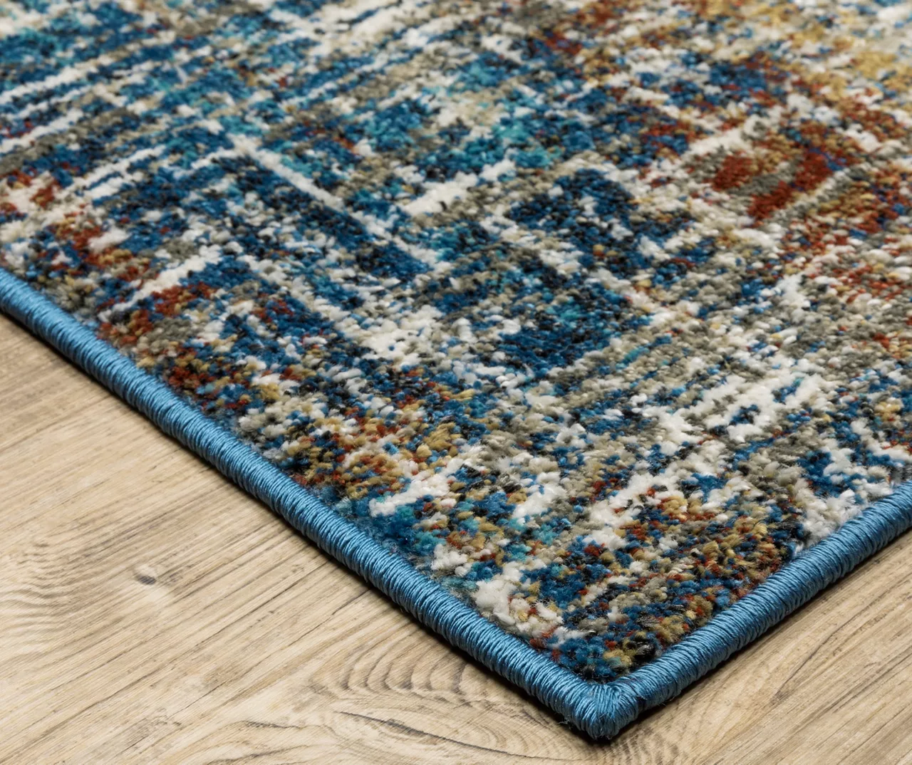 Velin Blue & Brown Abstract Crosshatch Area Rug 8 Velin Blue & Brown Abstract Crosshatch Area Rug - Image 8