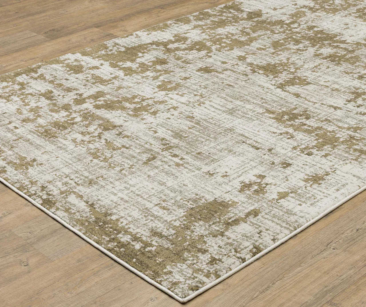 Velimyr Beige & Dark Gold Abstract Area Rug, (5.3' X 7.3') 2 Velimyr Beige & Dark Gold Abstract Area Rug, (5.3' X 7.3') - Image 2