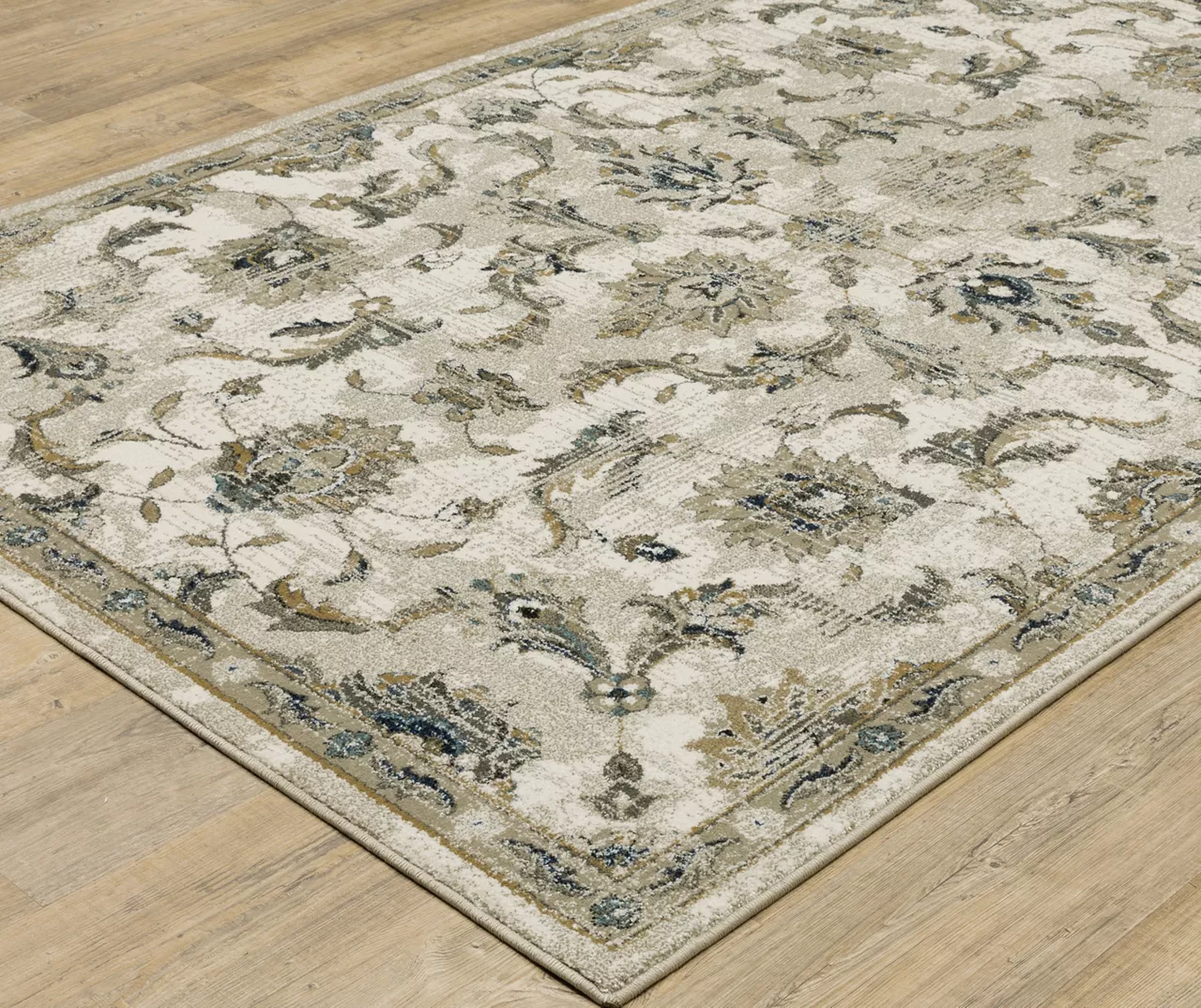 Velimire Beige & Gold Floral Area Rug, (3.1' X 5') 2 Velimire Beige & Gold Floral Area Rug, (3.1' X 5') - Image 2