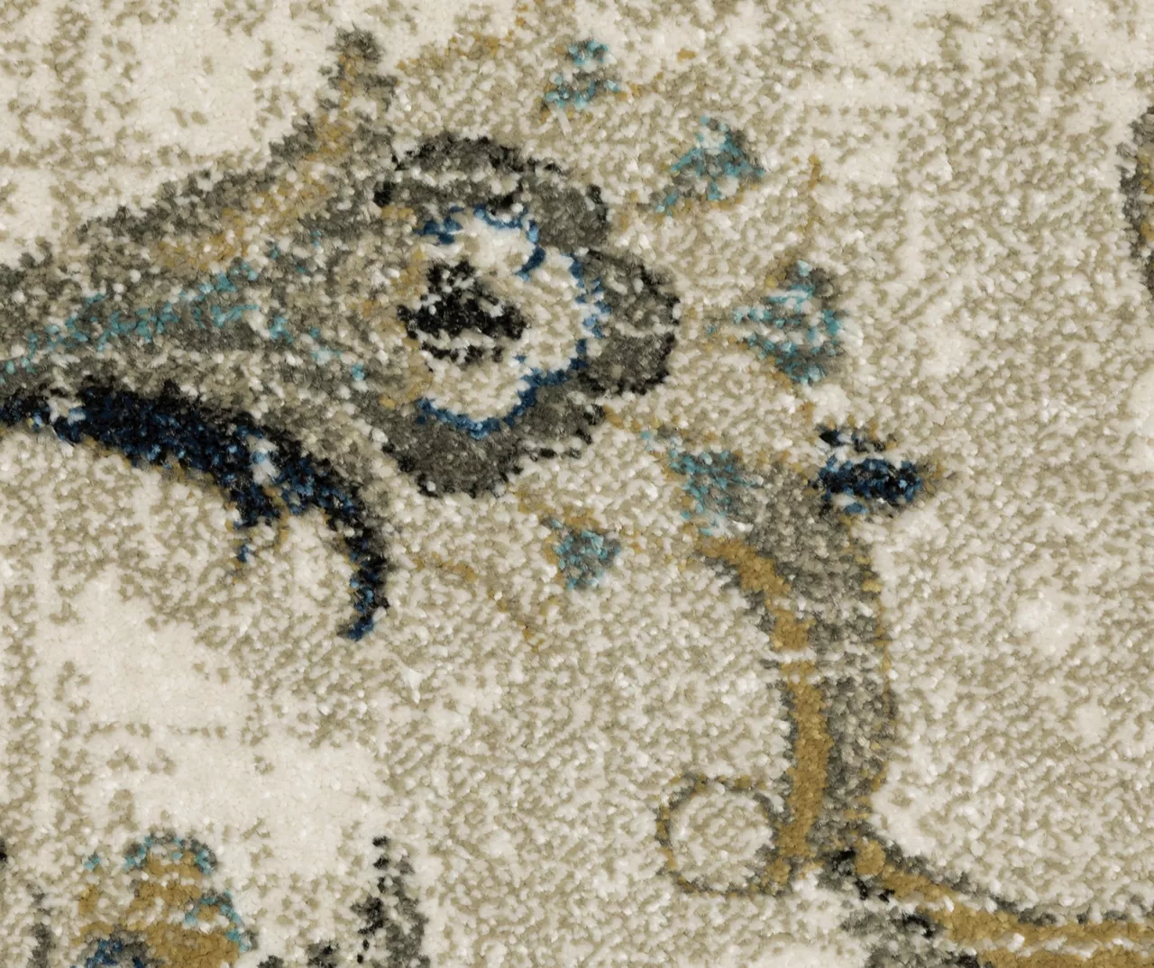 Velimire Beige & Gold Floral Area Rug, (3.1' X 5') 4 Velimire Beige & Gold Floral Area Rug, (3.1' X 5') - Image 4