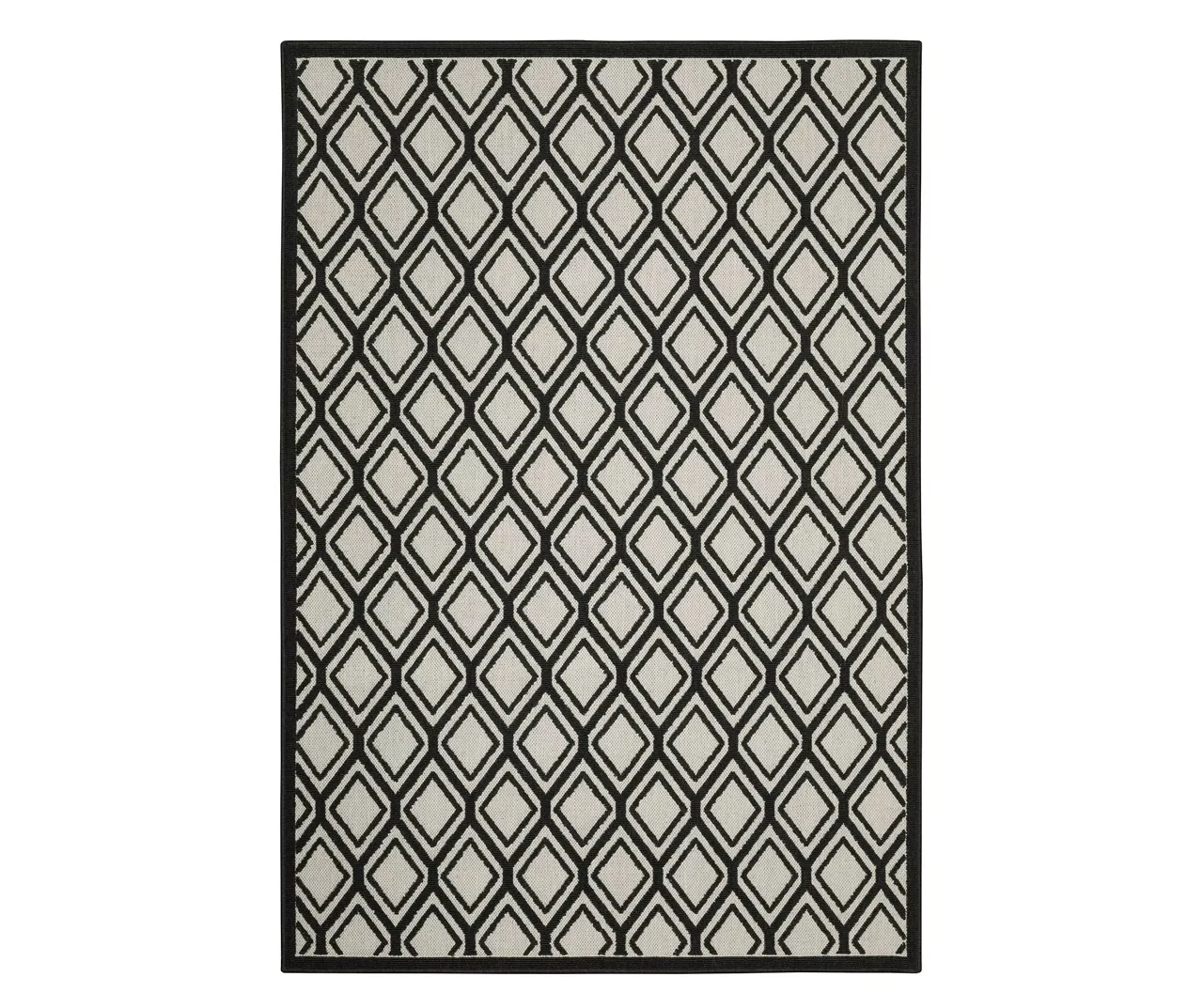 Torcal Beige & Black Diamond Lattice Outdoor Area Rug, (1.1' X 3.9') 1 Torcal Beige & Black Diamond Lattice Outdoor Area Rug, (1.1' X 3.9')