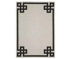 Torbet Beige & Black Loop Border Outdoor Area Rug -Cuisinart Store 810584707