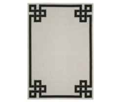 Torbet Beige & Black Loop Border Outdoor Area Rug -Cuisinart Store 810584711