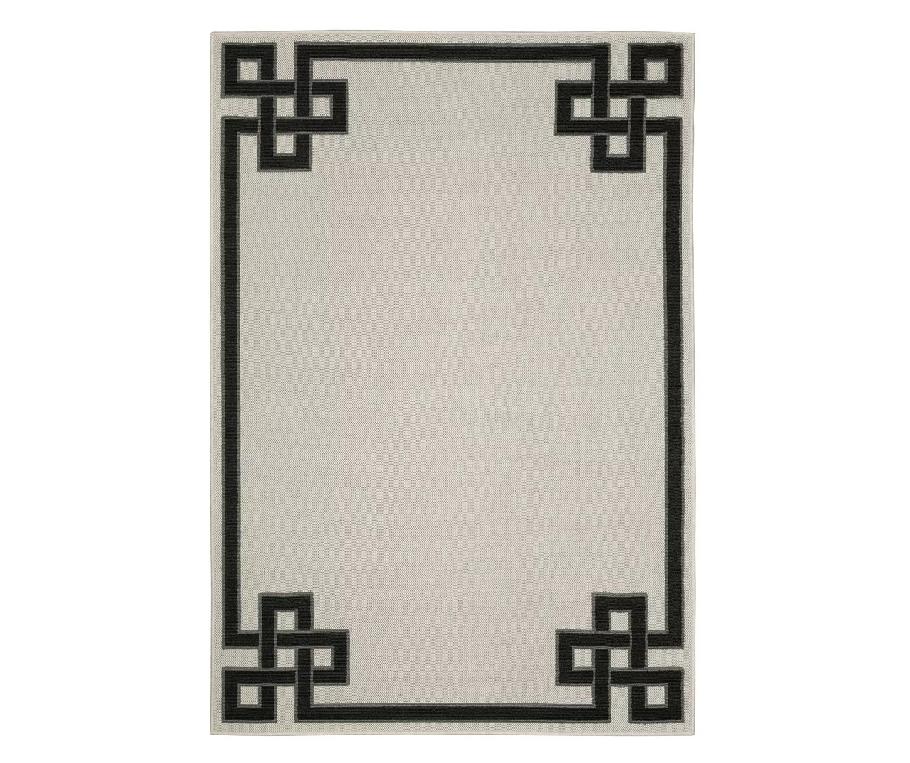 Torbet Beige & Black Loop Border Outdoor Area Rug, (1.1' X 3.9') 1 Torbet Beige & Black Loop Border Outdoor Area Rug, (1.1' X 3.9')