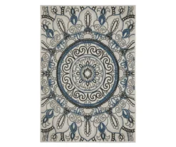 Torbert Beige & Blue Medallion Outdoor Area Rug -Cuisinart Store 810584721