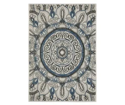 Torbert Beige & Blue Medallion Outdoor Area Rug -Cuisinart Store 810584723