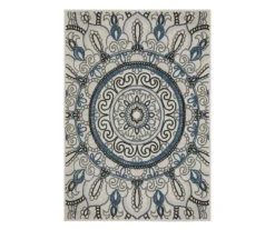 Torbert Beige & Blue Medallion Outdoor Area Rug -Cuisinart Store 810584724