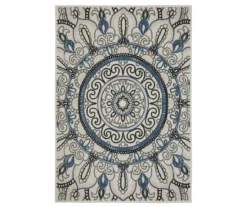 Torbert Beige & Blue Medallion Outdoor Area Rug -Cuisinart Store 810584725