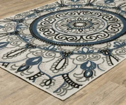 Torbert Beige & Blue Medallion Outdoor Area Rug -Cuisinart Store 810584726 1