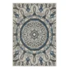 Torbert Beige & Blue Medallion Outdoor Area Rug, (1.1' X 3.9')