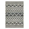 Torao Beige & Blue Geometric Stripe Outdoor Area Rug, (1.1' X 3.9')