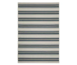 Torie Beige & Blue Stripe Outdoor Area Rug