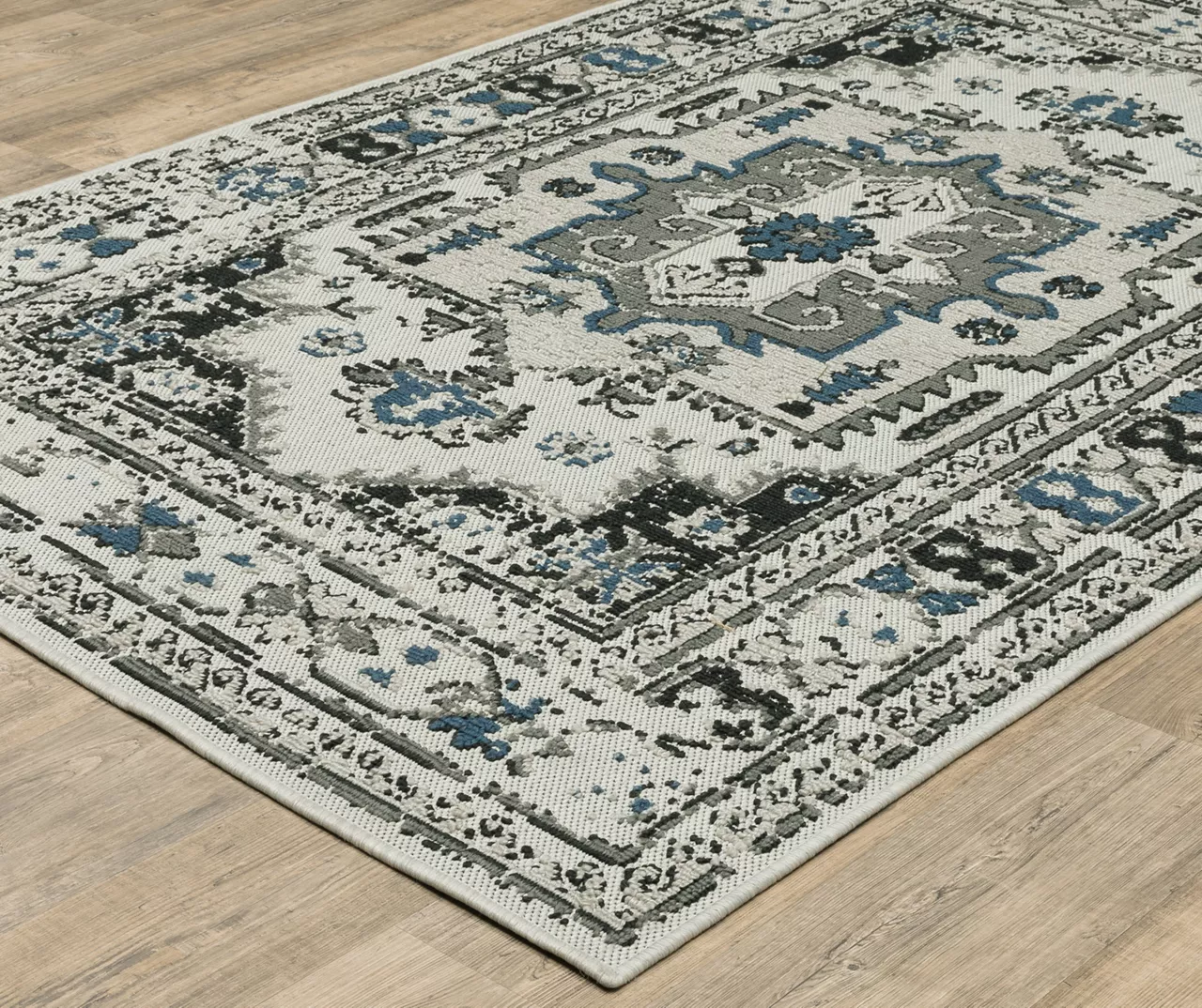 Torgar Beige & Gray Geometric Outdoor Area Rug, (7.1' X 10') 2 Torgar Beige & Gray Geometric Outdoor Area Rug, (7.1' X 10') - Image 2