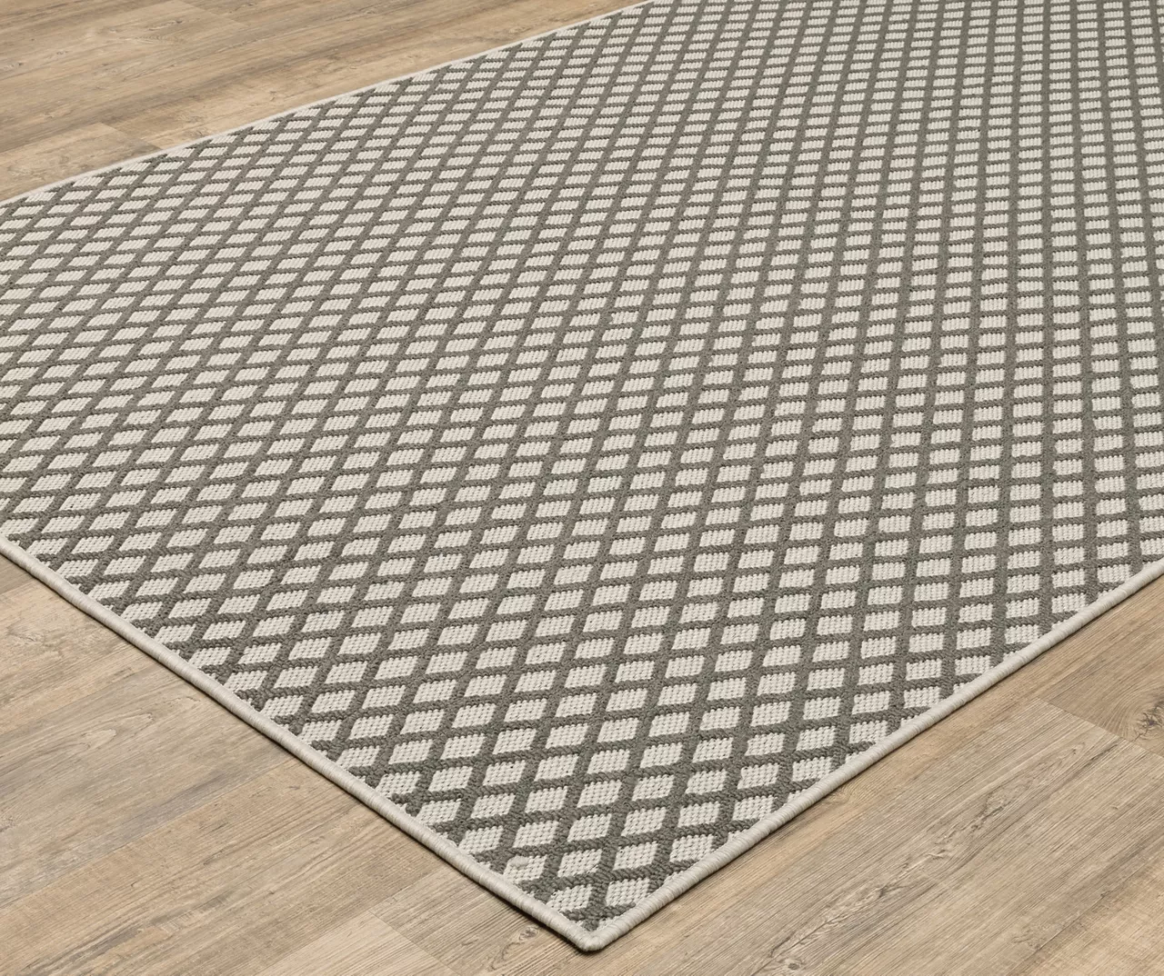 Torde Beige & Gray Lattice Outdoor Area Rug, (6.7' X 9.2') 2 Torde Beige & Gray Lattice Outdoor Area Rug, (6.7' X 9.2') - Image 2