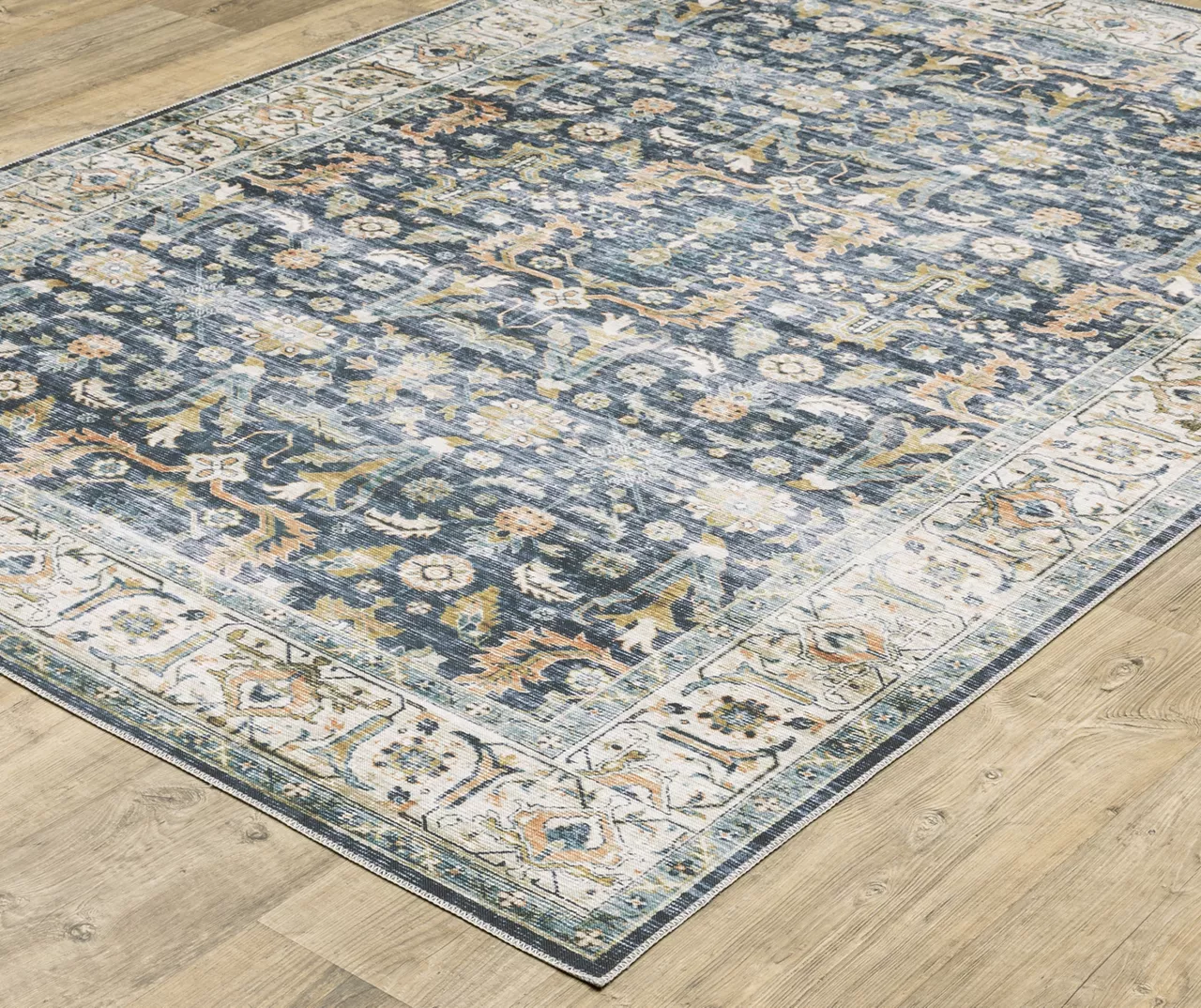 Chandler Blue & Brown Floral Area Rug, (5' X 7') 2 Chandler Blue & Brown Floral Area Rug, (5' X 7') - Image 2