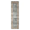Charlotte Blue & Brown Floral Area Rug, (2' X 8')