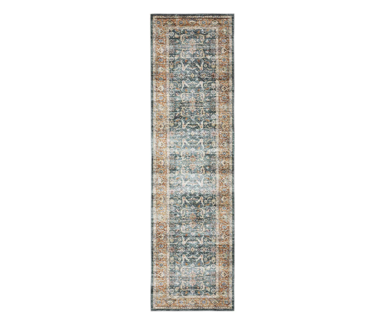 Charlotte Blue & Brown Floral Area Rug, (2' X 8') 1 Charlotte Blue & Brown Floral Area Rug, (2' X 8')