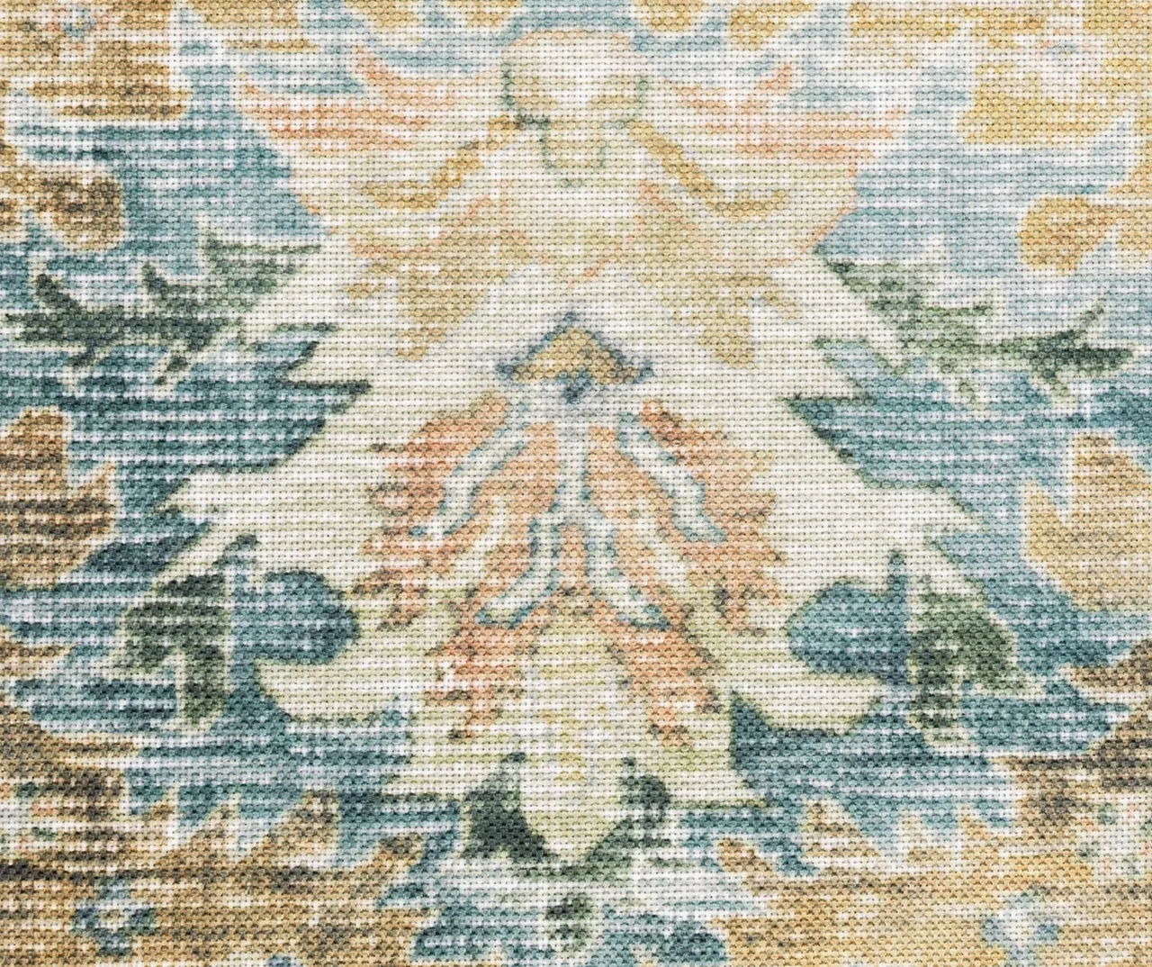 Cheyenne Blue & Tan Floral Medallion Area Rug, (3.6' X 5.6') 3 Cheyenne Blue & Tan Floral Medallion Area Rug, (3.6' X 5.6') - Image 3