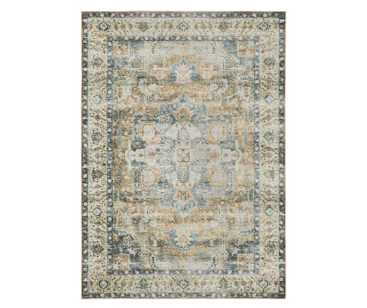Cheyenne Blue & Tan Floral Medallion Area Rug, (3.6' X 5.6') 1 Cheyenne Blue & Tan Floral Medallion Area Rug, (3.6' X 5.6')