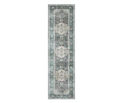 Childers Blue & Beige Floral Medallion Area Rug, (2' X 8')