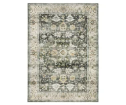 Chaim Charcoal & Beige Floral Area Rug, (7.6' X 10')