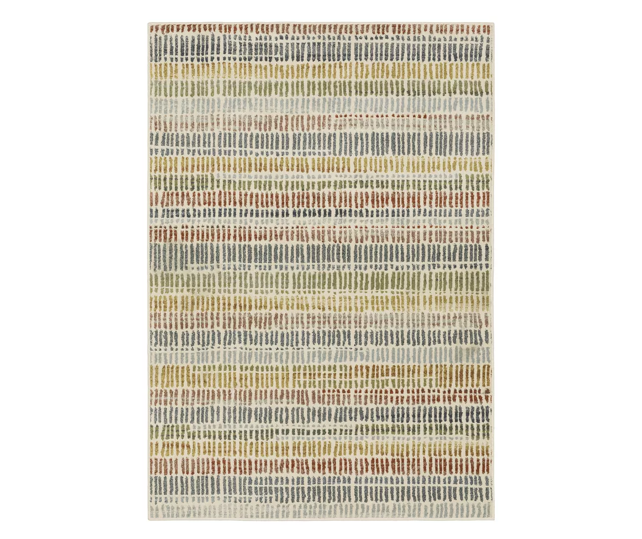 Seymour Ivory & Multi-Color Dash Stripe Area Rug 1 Seymour Ivory & Multi-Color Dash Stripe Area Rug