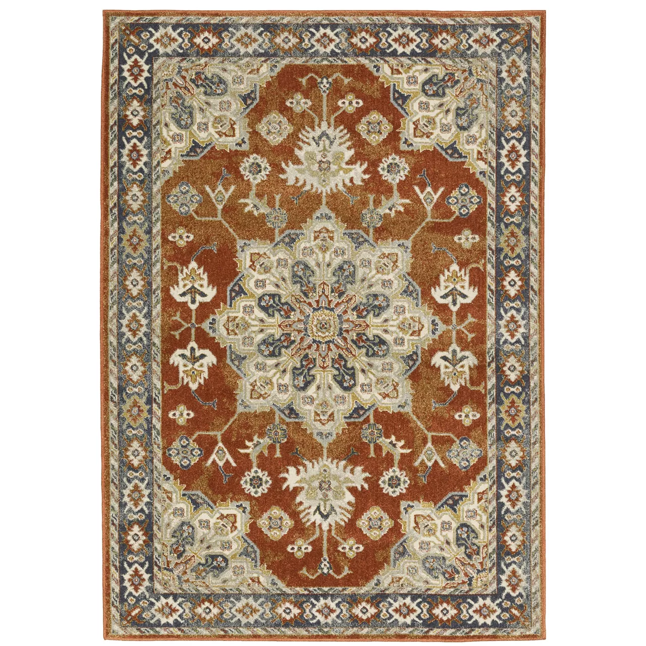 Brimson Rust & Beige Geometric Medallion Area Rug 1 Brimson Rust & Beige Geometric Medallion Area Rug