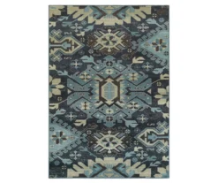 Linas Navy & Blue Geometric Area Rug, (1.1' X 3')