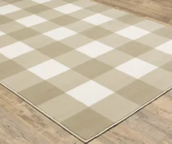 Geirbjorg Beige & Ivory Buffalo Check Area Rug, (1.1' X 7.6')