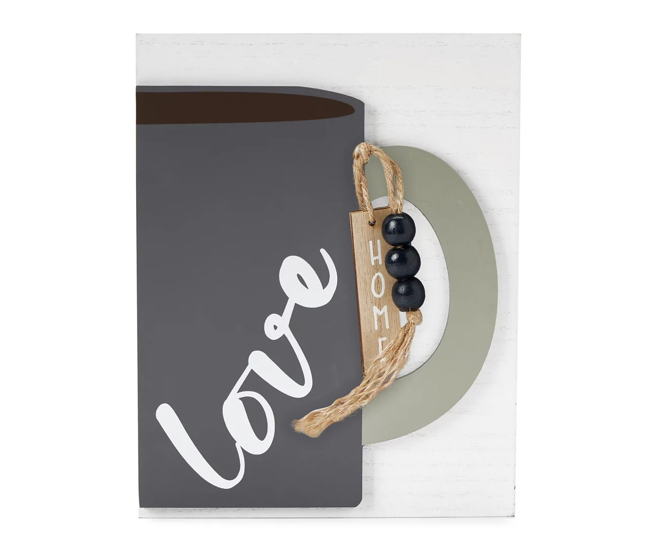"Love" White & Gray Coffee Cup Wall Plaque 1 "Love" White & Gray Coffee Cup Wall Plaque
