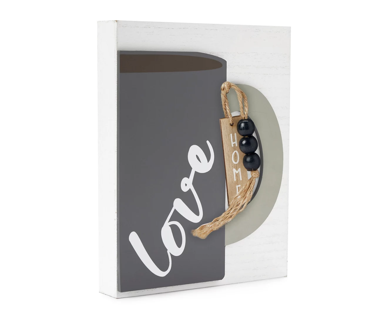 "Love" White & Gray Coffee Cup Wall Plaque 2 "Love" White & Gray Coffee Cup Wall Plaque - Image 2