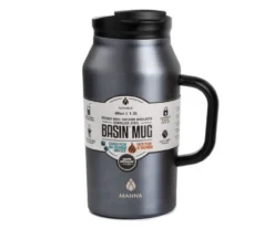 Matte Metallic Charcoal Stainless Steel Basin Mug, 40 Oz.