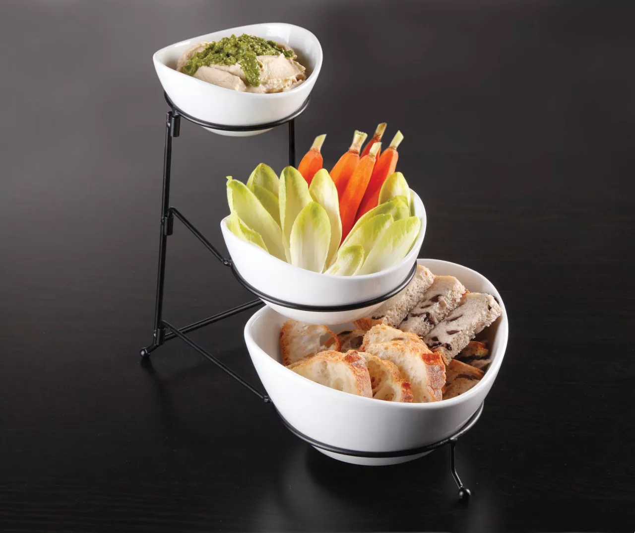 Gracious Dining 3-Piece Ceramic Bowl Set With Metal Rack 2 Gracious Dining 3-Piece Ceramic Bowl Set With Metal Rack - Image 2