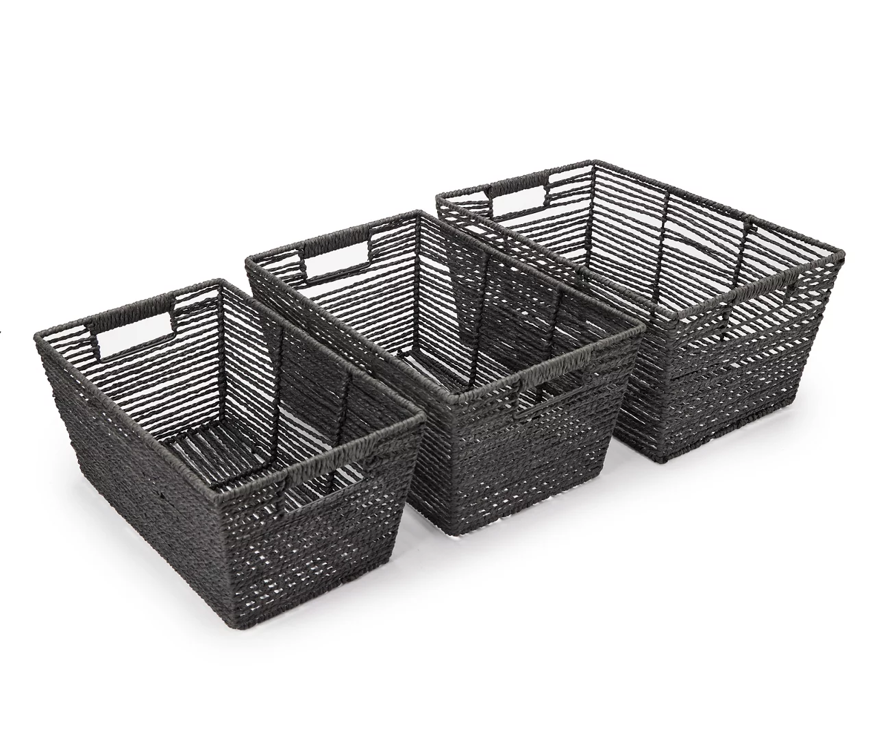 Black Paper Rope Storage Basket, (17") 3 Black Paper Rope Storage Basket, (17") - Image 3