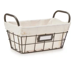 Foundry Black & Beige Metal Large Storage Basket
