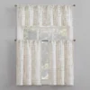 Crest White & Blue Dash Grid Light-Filtering Rod Pocket Tier & Valance Curtain Set, (36" X 58")