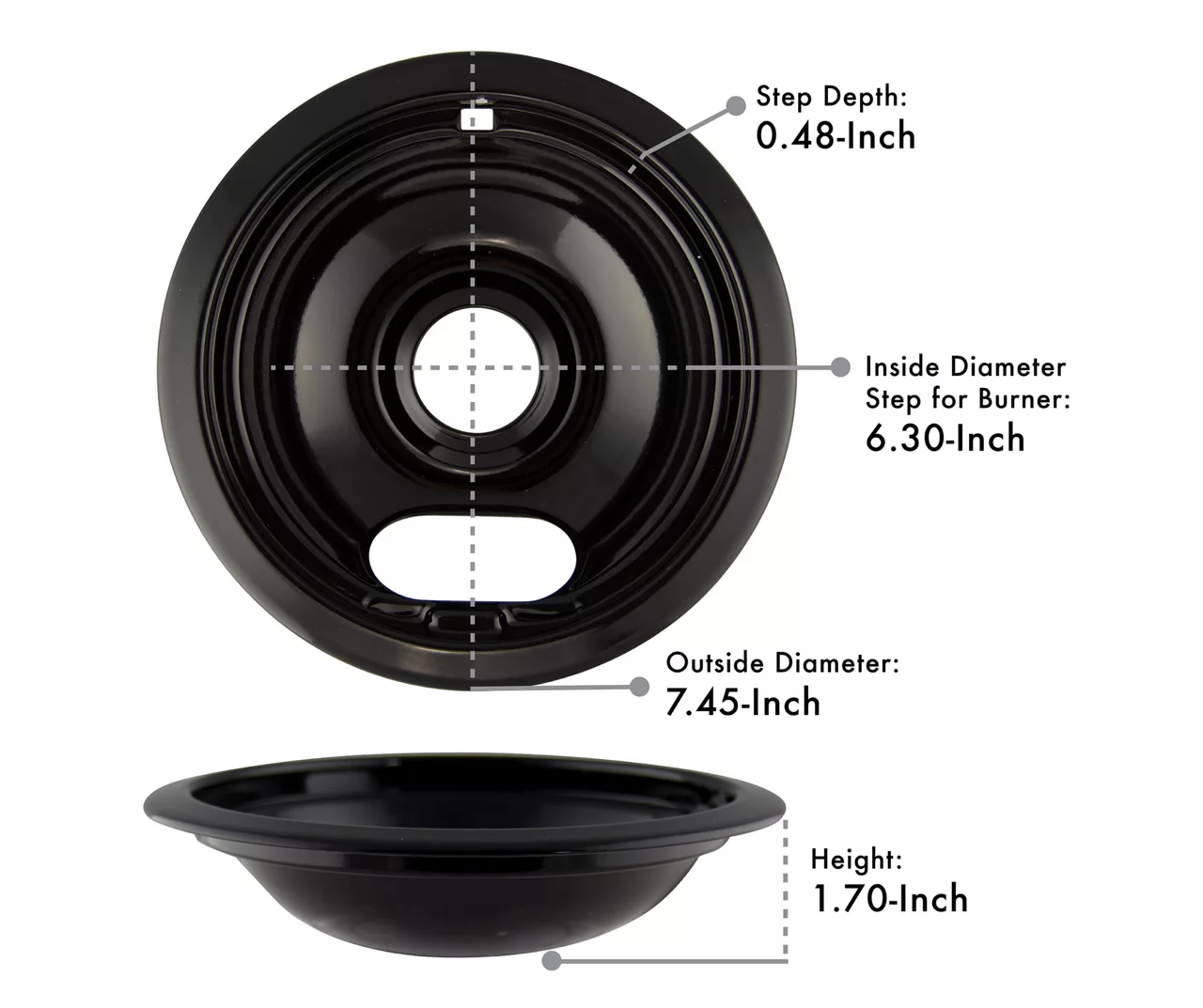 Black Style A Porcelain Drip Bowls, 2-Pack 2 Black Style A Porcelain Drip Bowls, 2-Pack - Image 2