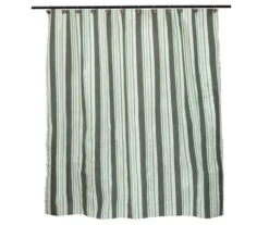 Green Simple Stripe Medium-Weight PEVA Shower Liner