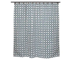 White & Black Round Up Medium-Weight PEVA Shower Liner