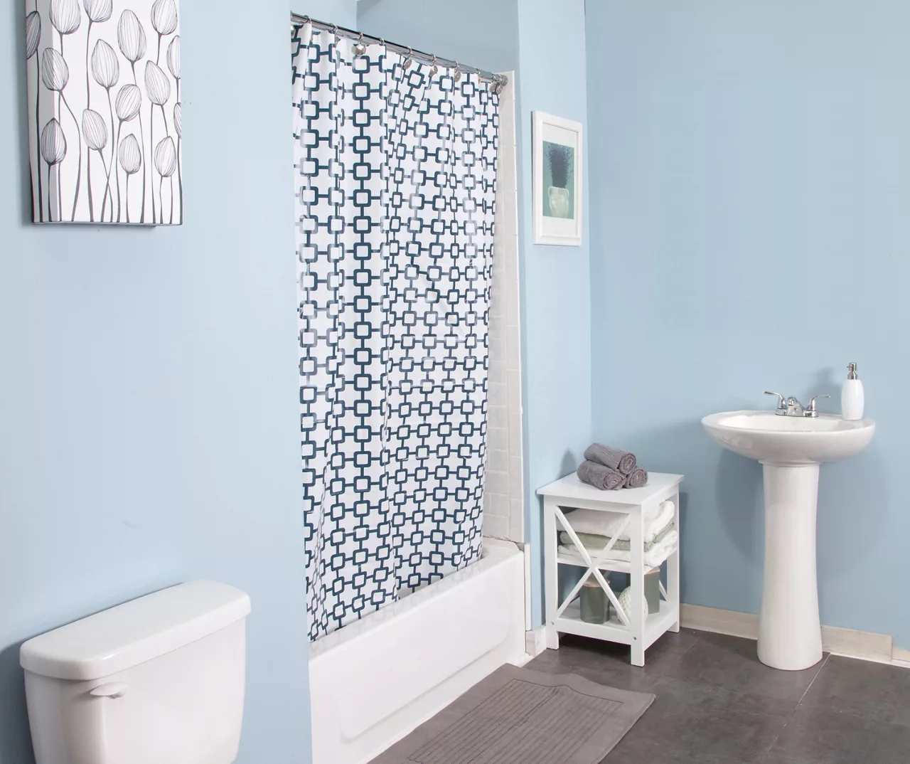 White & Black Round Up Medium-Weight PEVA Shower Liner 3 White & Black Round Up Medium-Weight PEVA Shower Liner - Image 3