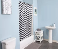 White & Black Step Up Chevron Medium-Weight PEVA Shower Liner -Cuisinart Store 810587869 3