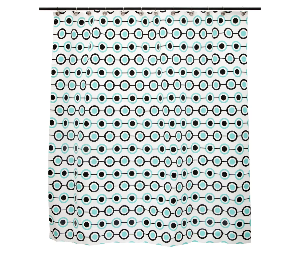 White, Aqua & Black Lots Of Dots Medium-Weight PEVA Shower Liner 1 White, Aqua & Black Lots Of Dots Medium-Weight PEVA Shower Liner