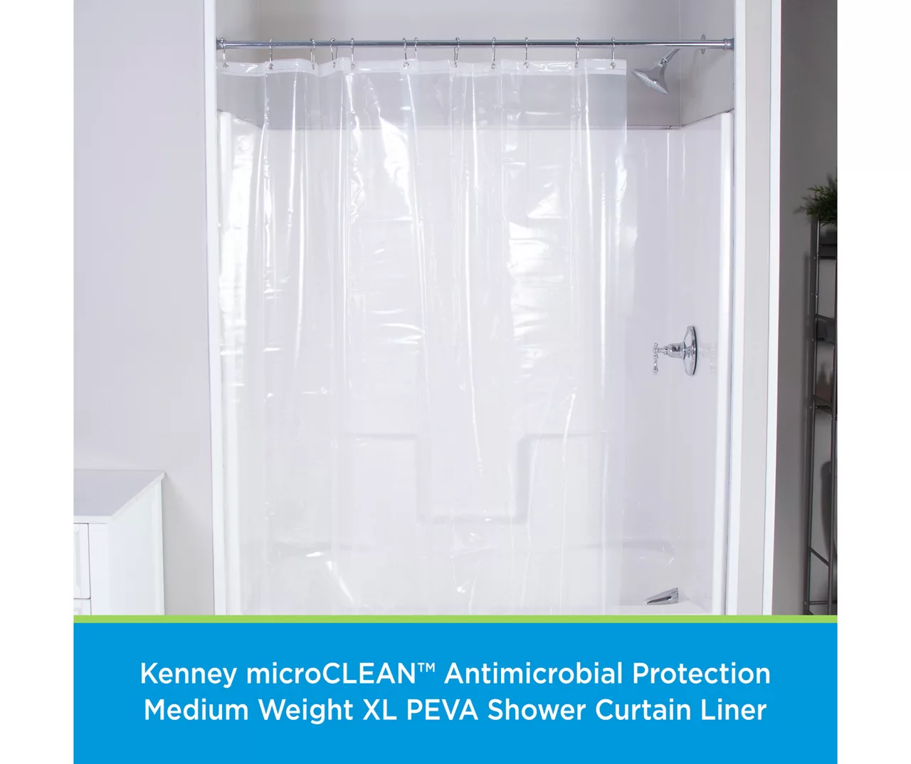 Clear MicroCLEAN Medium-Weight XL PEVA Shower Liner 2 Clear MicroCLEAN Medium-Weight XL PEVA Shower Liner - Image 2