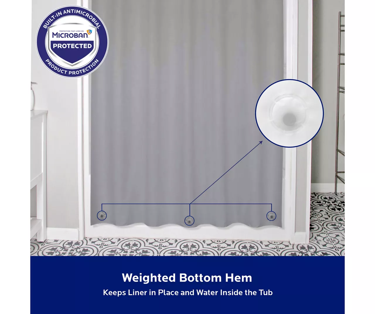 Kenney Microban Medium-Weight PEVA Shower Liner, 2-Pack 17 Kenney Microban Medium-Weight PEVA Shower Liner, 2-Pack - Image 17