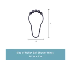 Black Beaded Roller Shower Curtain Double Hooks, 12-Pack -Cuisinart Store 810587937 3